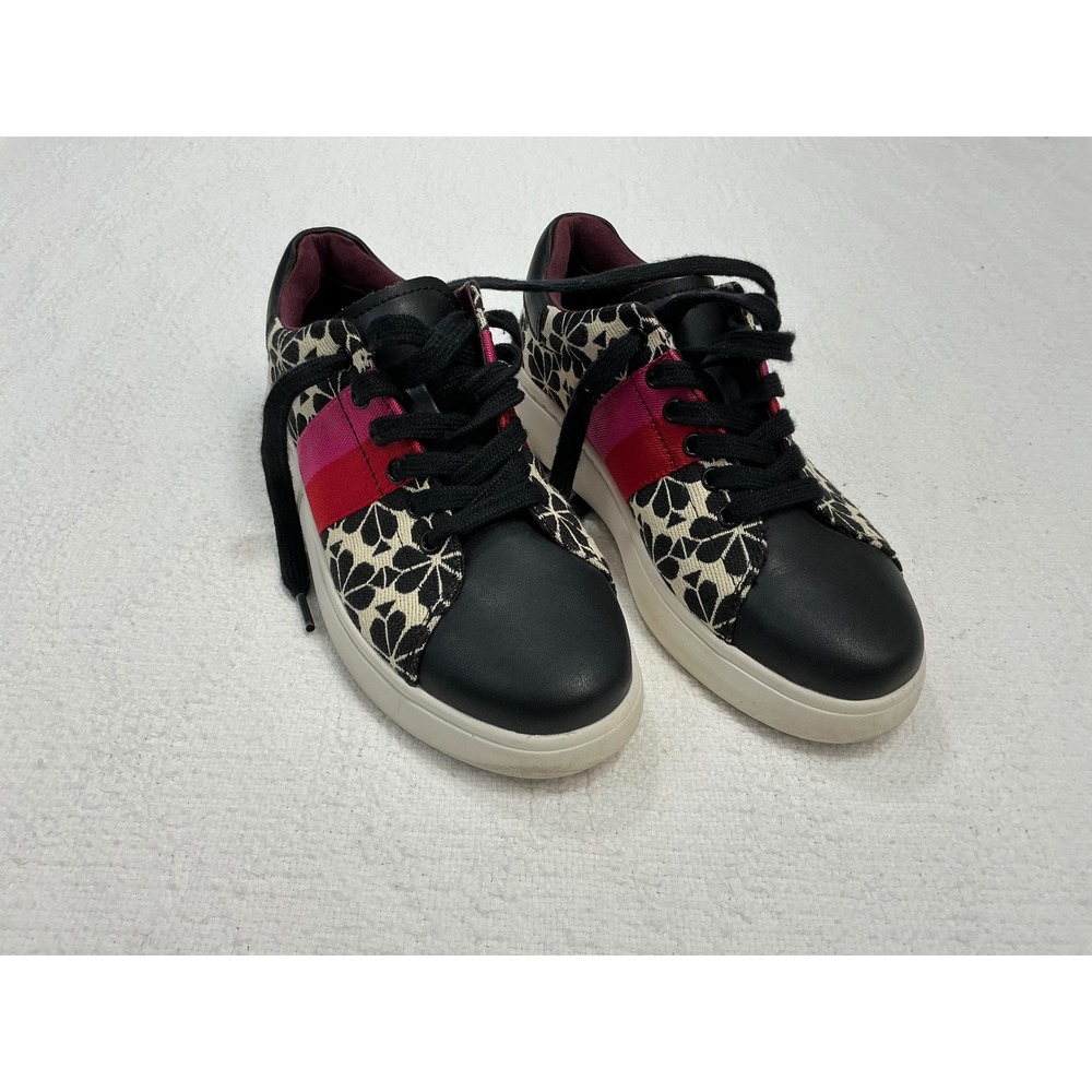 Kate Spade New York‎ Keswick 2 Black White Floral Pink Stripe Sneakers 6.5B